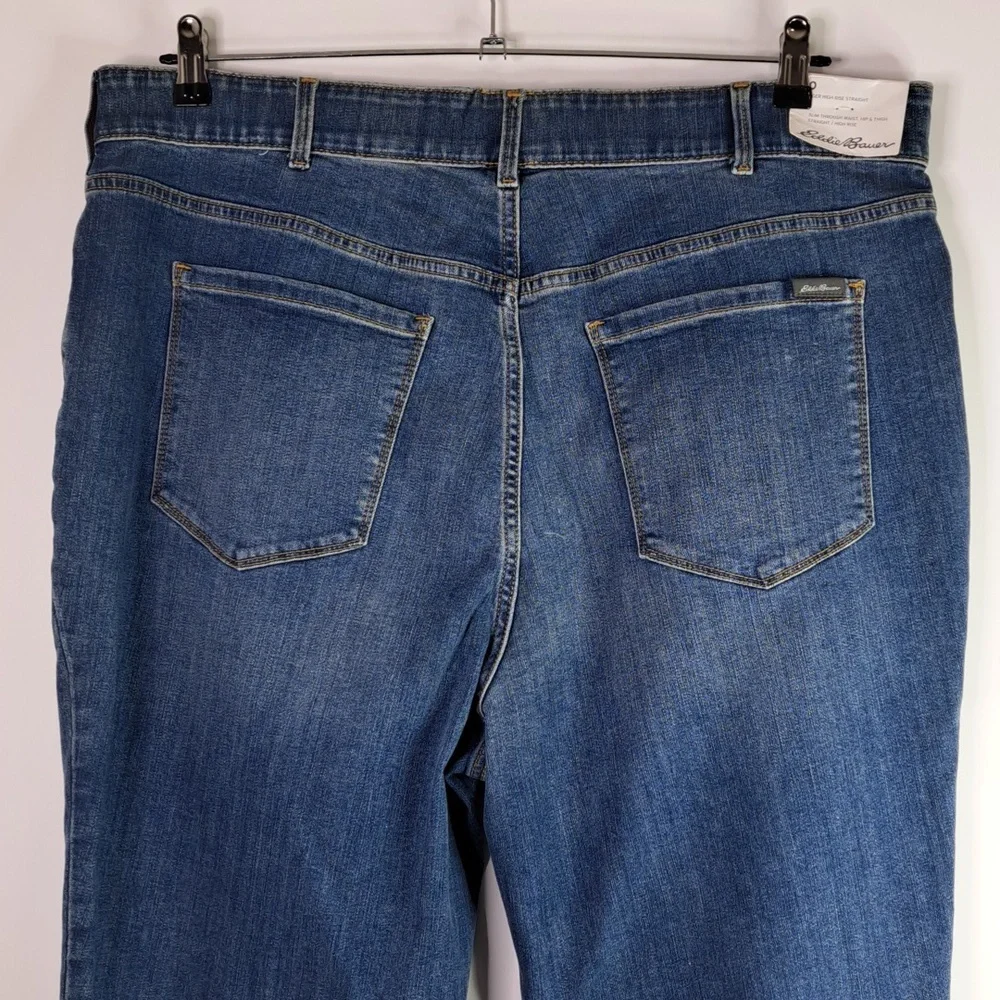 New Eddie Bauer Voyager High Rise Straight Sorbtek Blue Jeans Size 20W - Picture 4 of 17